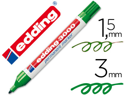 Rotulador edding 3000 punta redonda tinta verde